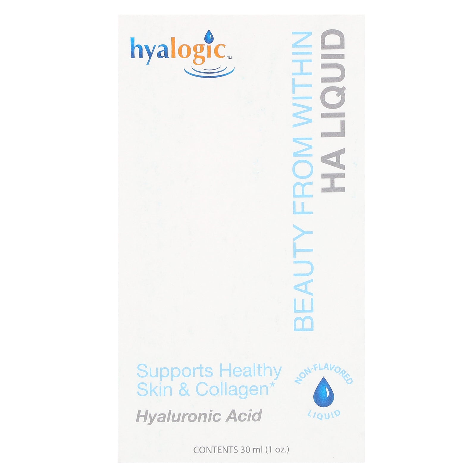 Hyalogic, Beauty From Within, HA Liquid, Non-Flavored, 3 mg, 1 oz (30 ml)