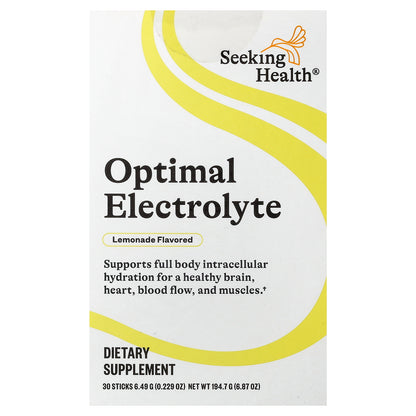 Seeking Health, Optimal Electrolyte, Lemonade, 30 Sticks, 0.229 oz (6.49 g) Each