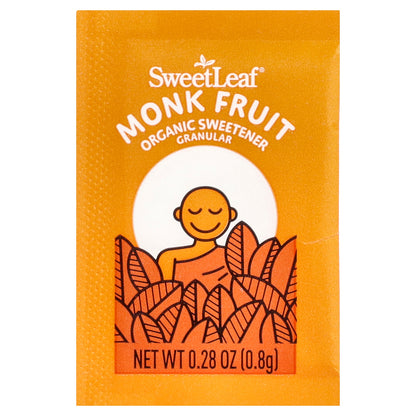SweetLeaf Stevia, Monk Fruit Organic Sweetener, Granular, 80 Packets, 2.26 oz (64 g)