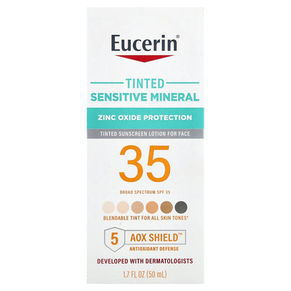 Eucerin, Tinted Sensitive Mineral Face Sunscreen Lotion, SPF 35, 1.7 fl oz (50 ml)
