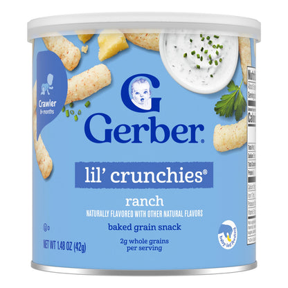 Gerber, Snacks for Baby, Lil' Crunchies®, Baked Grain Snack, 8+ Months, Ranch, 1.48 oz (42 g)