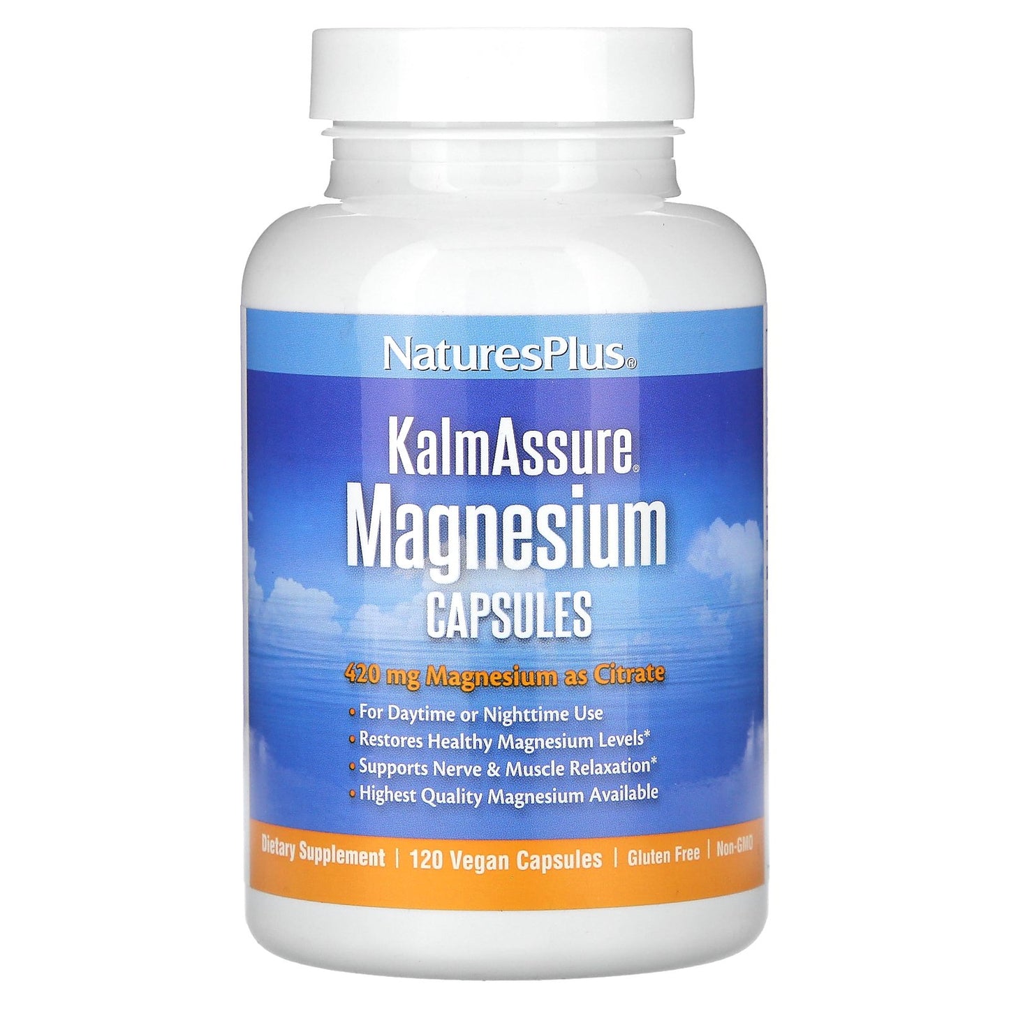 NaturesPlus, KalmAssure, Magnesium, 420 mg , 120 Vegan Capsules (105 mg per Capsule)