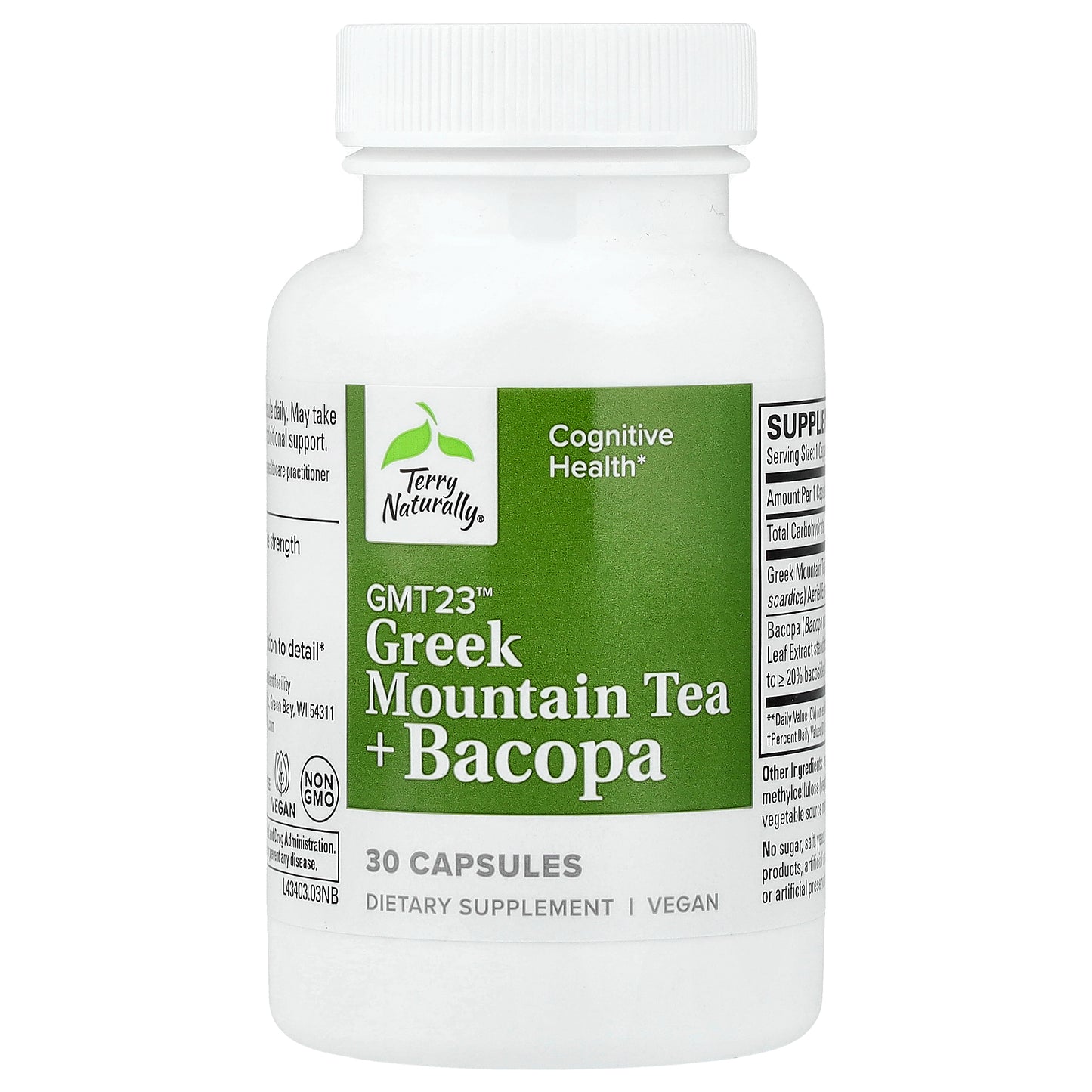 Terry Naturally, Greek Mountain Tea + Bacopa, 30 Capsules