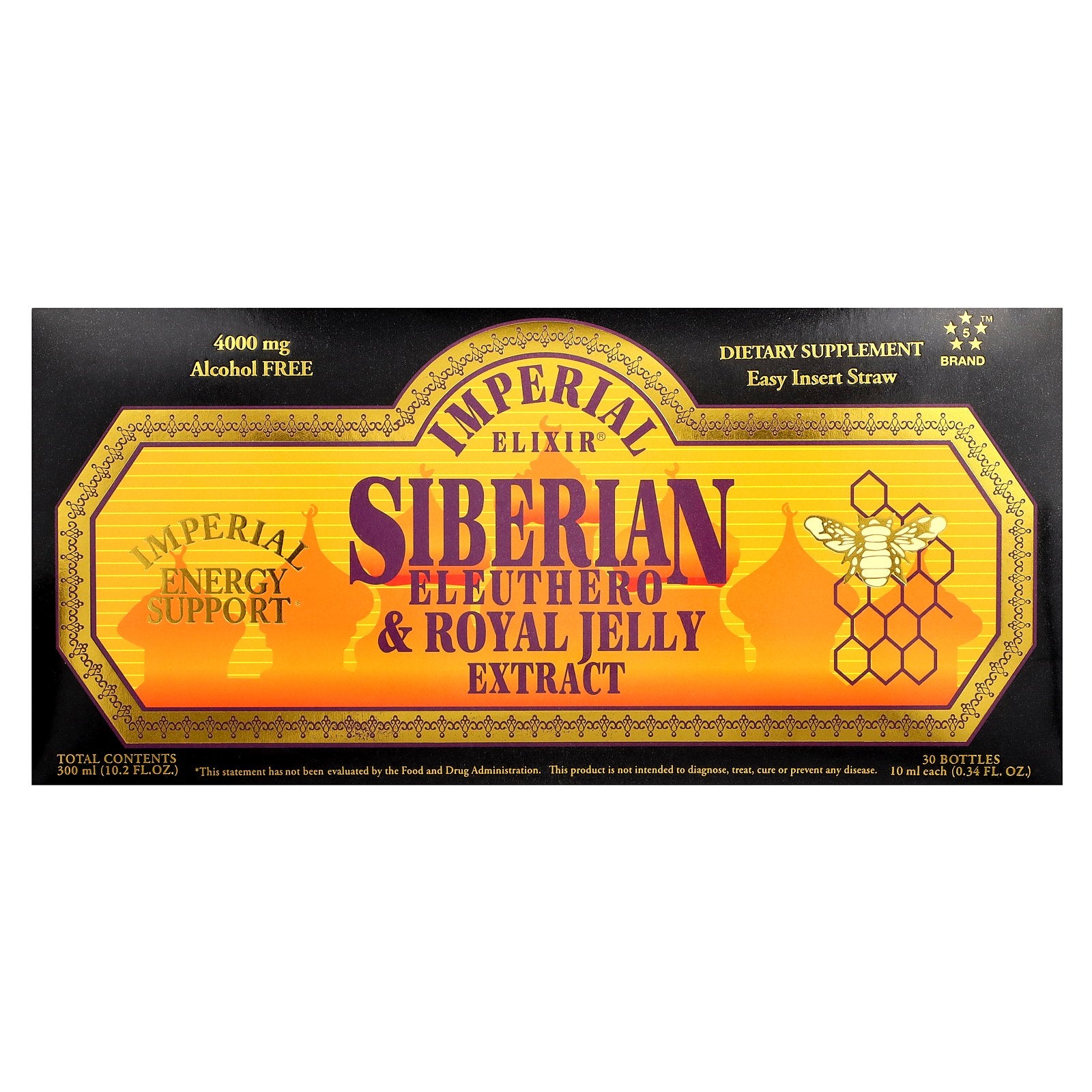 Imperial Elixir, Siberian Eleuthero & Royal Jelly Extract, Alcohol Free, 30 Bottles, 0.34 fl oz (10 ml) Each