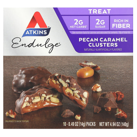 Atkins, Endulge, Pecan Caramel Clusters, 10 Packs, 0.49 oz (14 g) Each