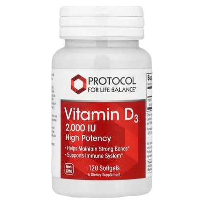 Protocol for Life Balance, Vitamin D3, 50 mcg (2,000 IU), 120 Softgels