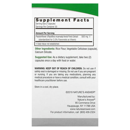 Nature's Answer, Passionflower, 60 Vegetarian Capsule (250 mg per Capsule)