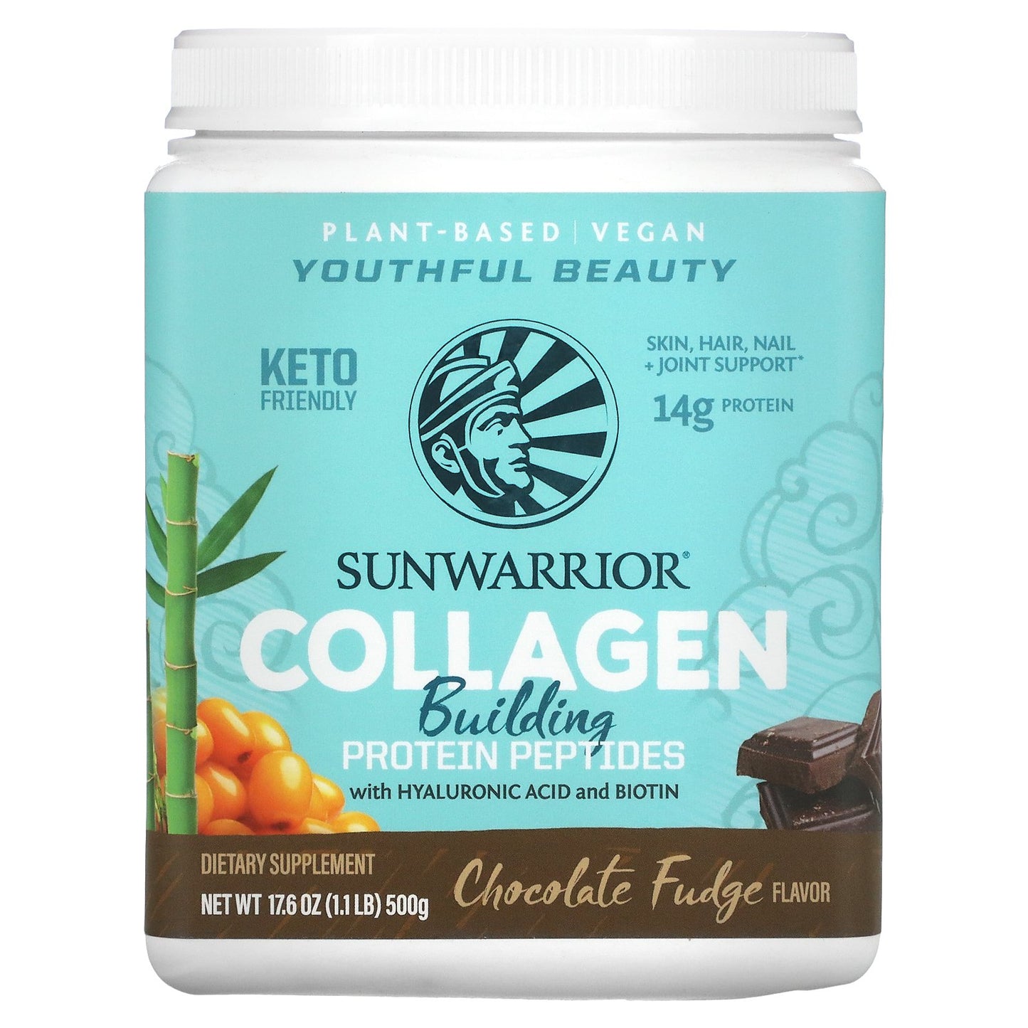 Sunwarrior, Collagen Building Protein Peptides, Chocolate Fudge, 1.1 lb (500 g)