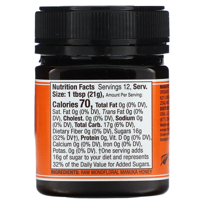 Wedderspoon, Raw Monofloral Manuka Honey, KFactor 16, 8.8 oz (250 g)