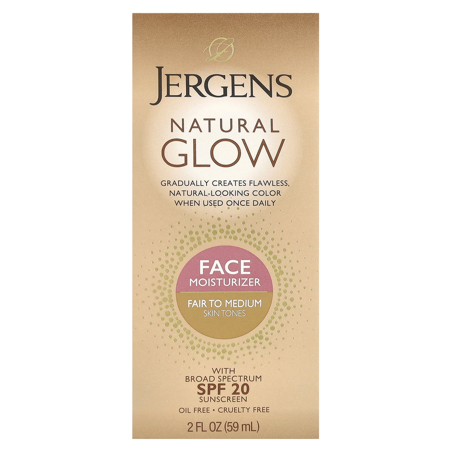 Jergens, Natural Glow, Face Moisturizer, SPF 20, Fair to Medium, 2 fl oz (59 ml)