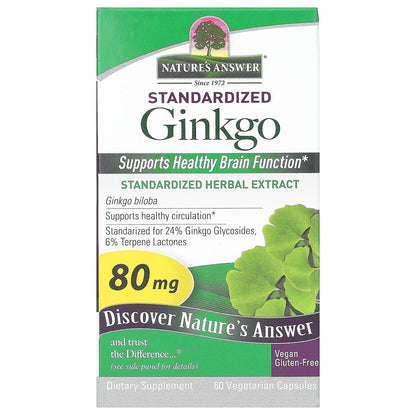 Nature's Answer, Standardized Ginkgo, 80 mg , 60 Vegetarian Capsules