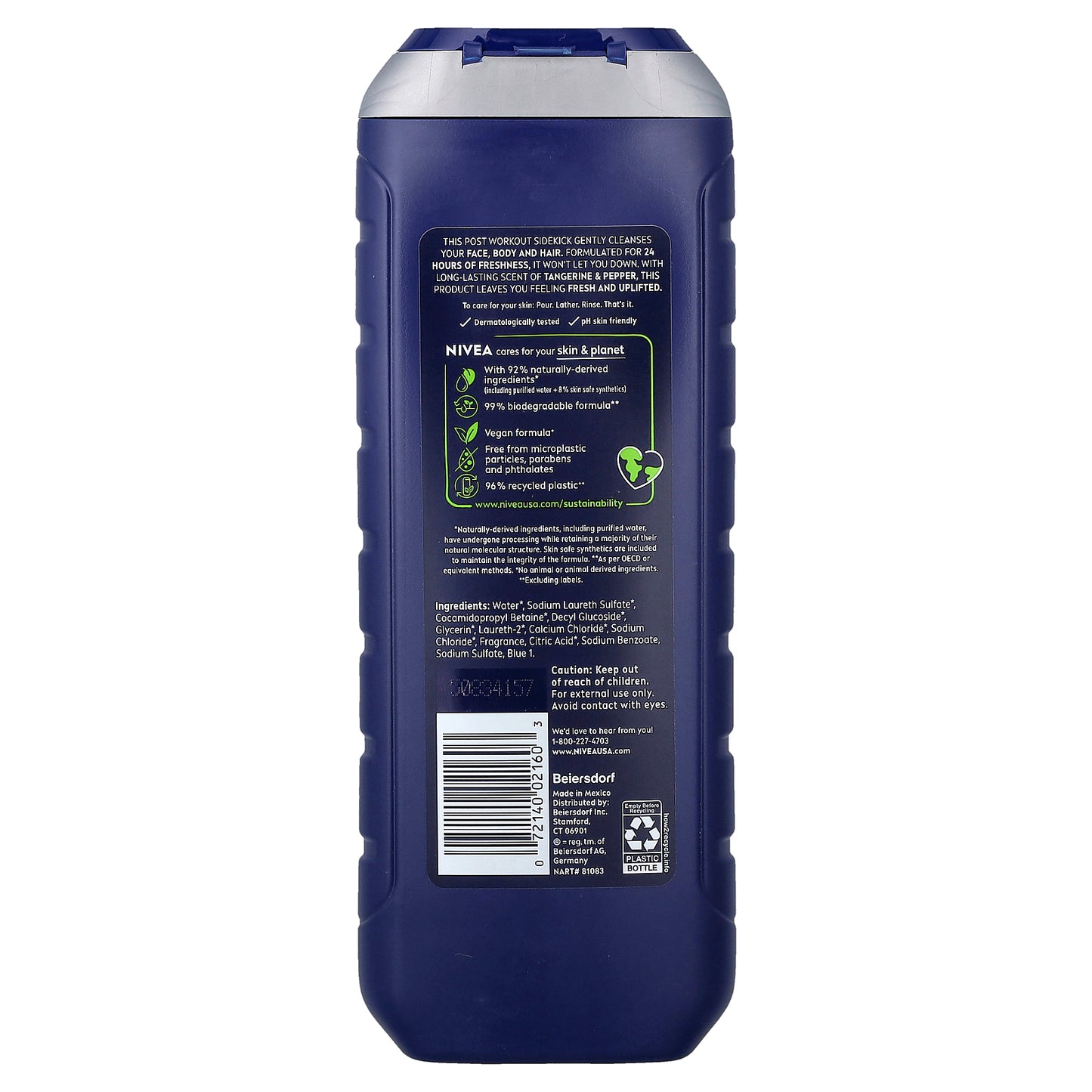 Nivea, Men, Sport 3 in 1 Body Wash, Tangerine + Pepper, 16.9 fl oz (500 ml)