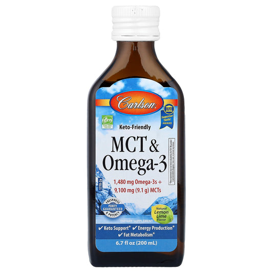 Carlson, MCT & Omega-3, Natural Lemon Lime,  6.7 fl oz (200 ml)