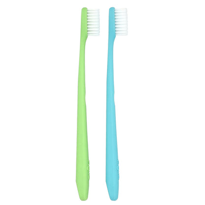 Hello, Toothbrushes, Soft, Green/Blue, 2 Toothbrushes