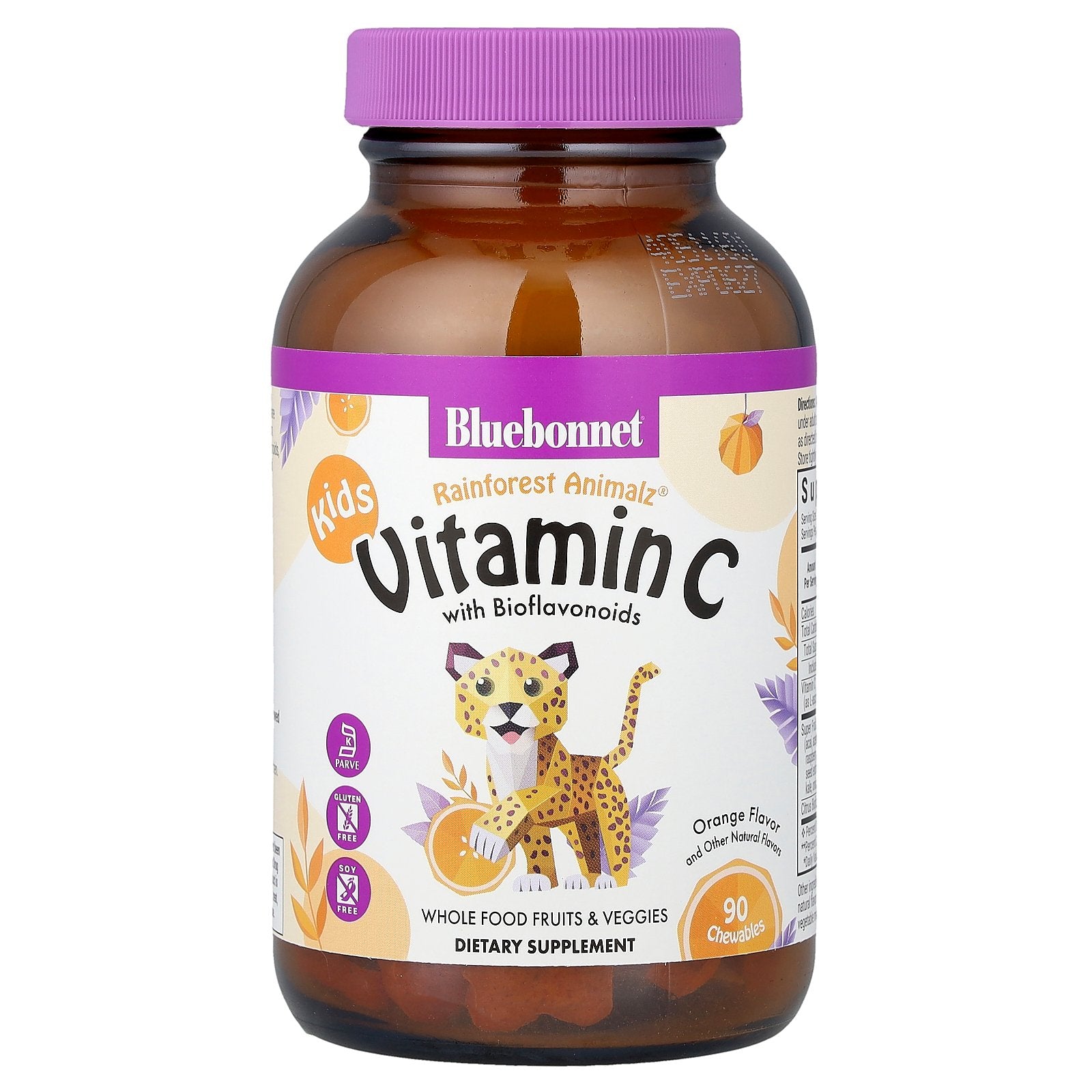 Bluebonnet Nutrition, Rainforest Animalz®, Vitamin C With Bioflavonoids, Orange, 90 Chewables