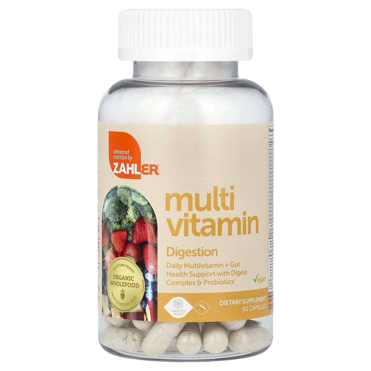 Zahler, Multivitamin Digestion, Daily Multi + Gut Health Support With Digest Complex & Probiotics, 60 Capsules