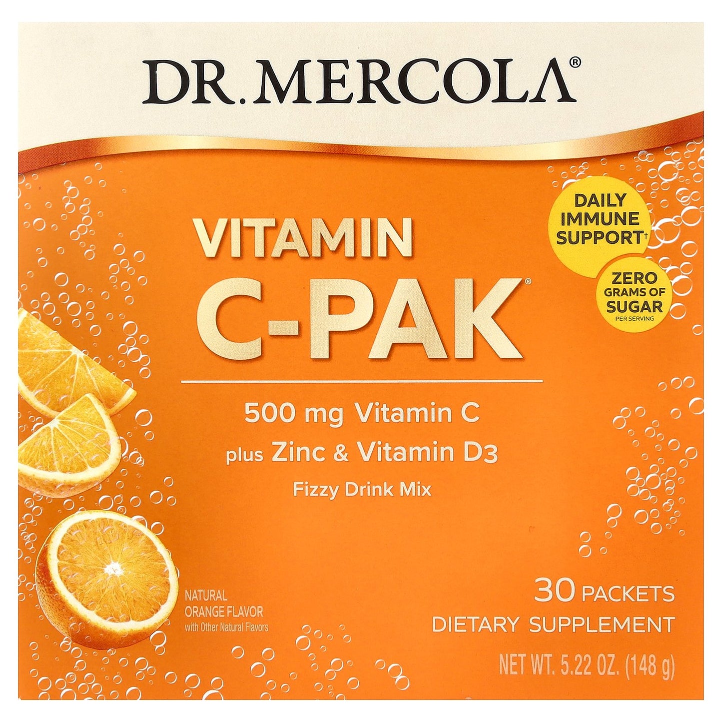 Dr. Mercola, Vitamin C-PAK®, Natural Orange, 30 Packets, 0.17 oz (4.93 g) Each