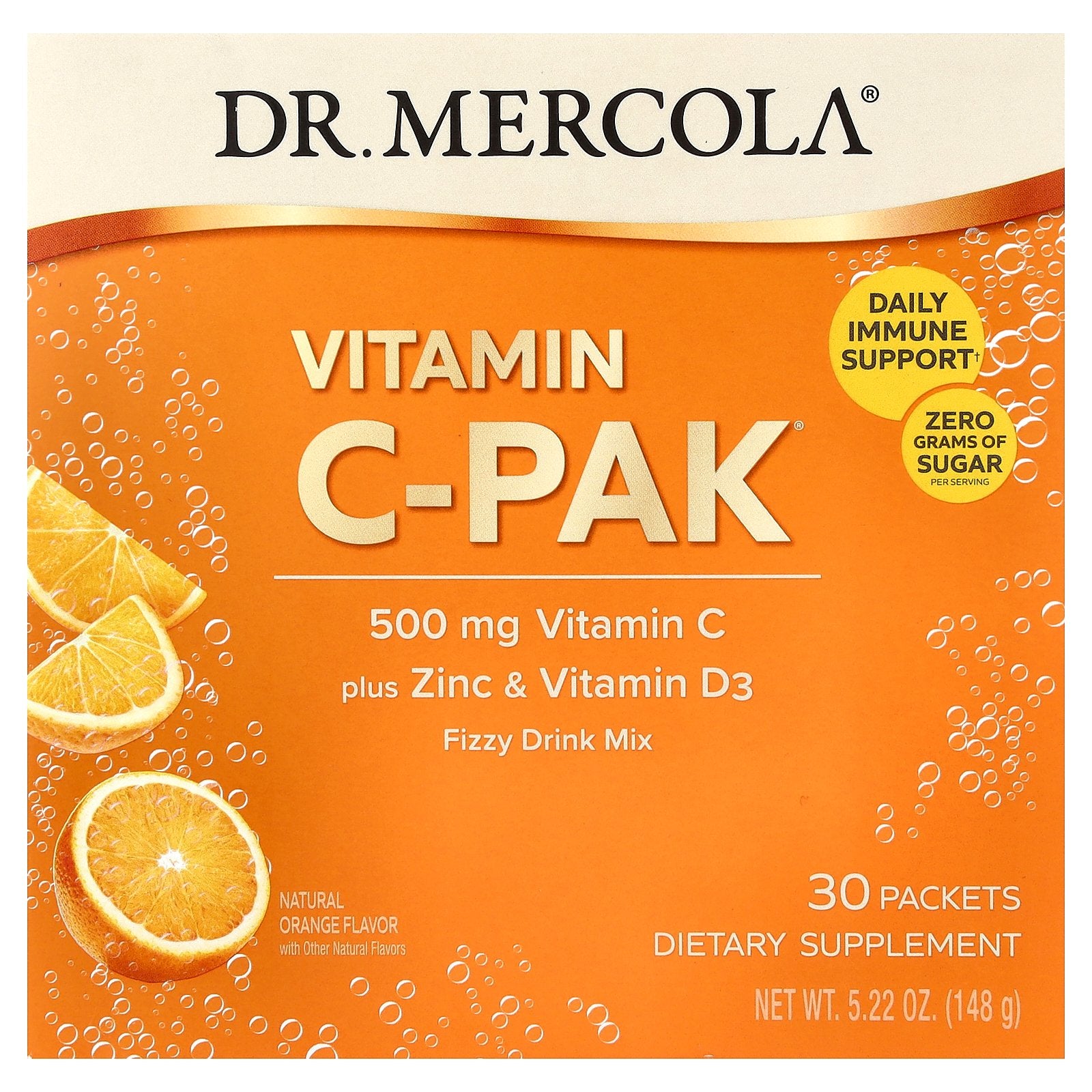 Dr. Mercola, Vitamin C-PAK®, Natural Orange, 30 Packets, 0.17 oz (4.93 g) Each