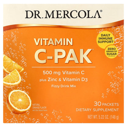 Dr. Mercola, Vitamin C-PAK®, Natural Orange, 30 Packets, 0.17 oz (4.93 g) Each