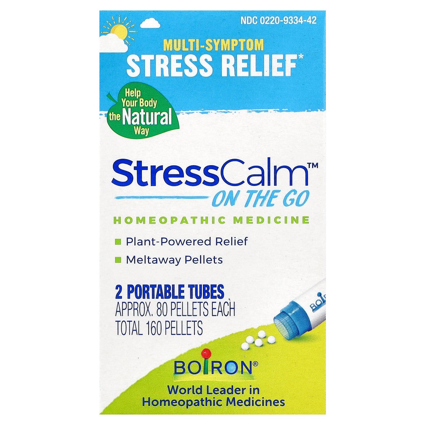 Boiron, StressCalm® On The Go, 2 Portable Tubes, 80 Pellets Each