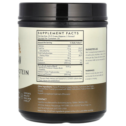 Terra Origin, Collagen + Protein Bone Broth, Chocolate, 18.27 oz (518 g)