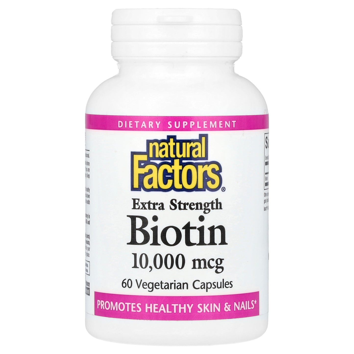 Natural Factors, Biotin, Extra Strength , 10,000 mcg, 60 Vegetarian Capsules