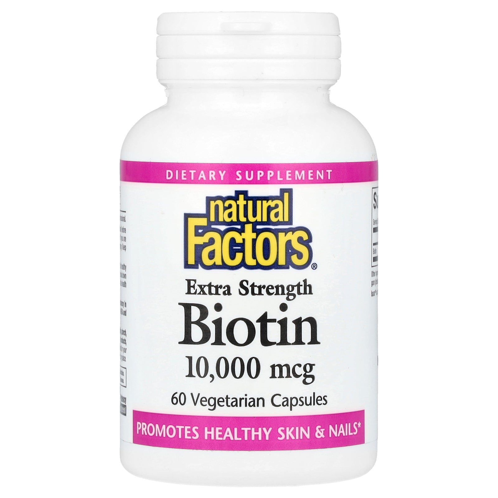 Natural Factors, Biotin, Extra Strength , 10,000 mcg, 60 Vegetarian Capsules