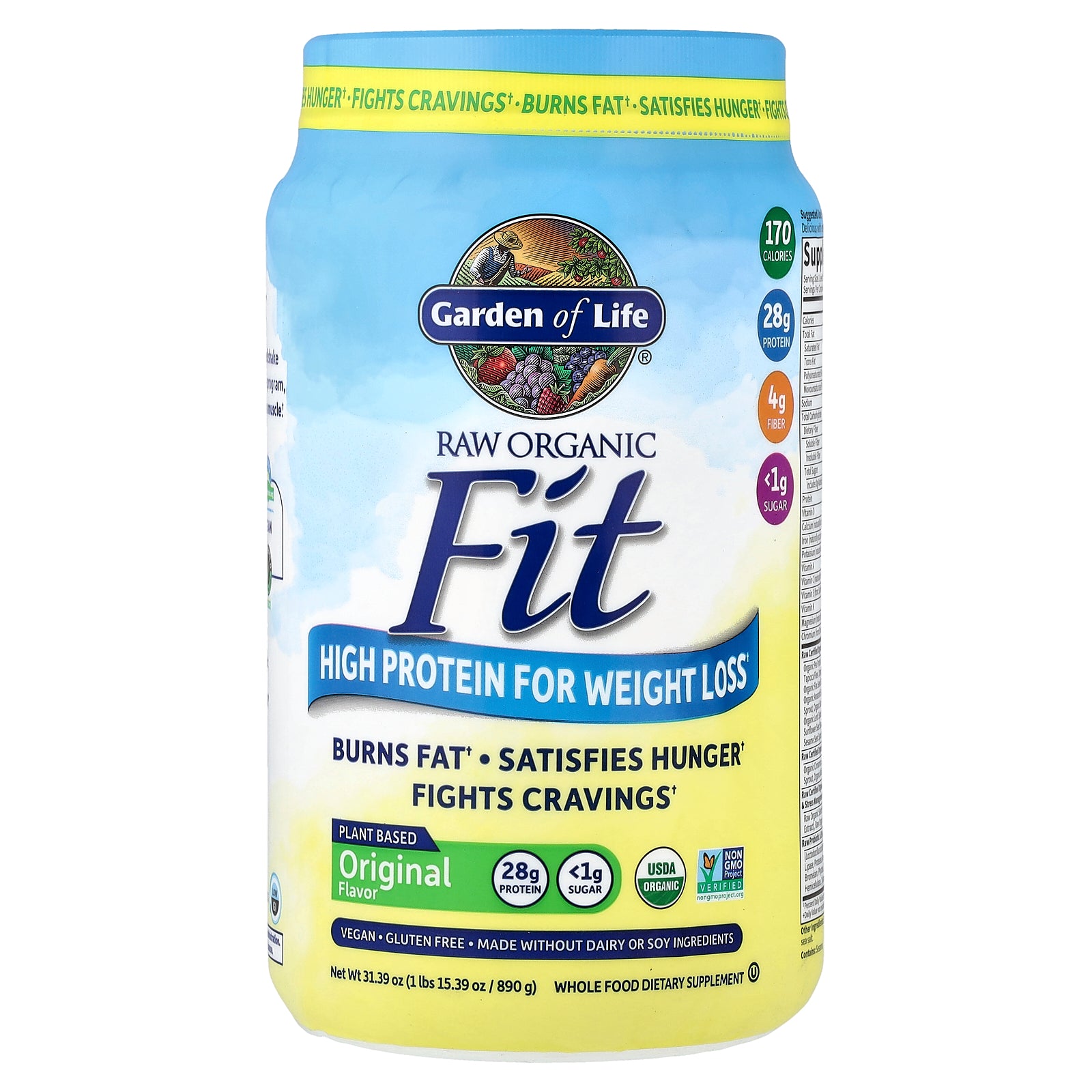 Garden of Life, RAW Organic Fit, High Protein for Weight Loss, Original, 1 lbs 15.39 oz (890 g)