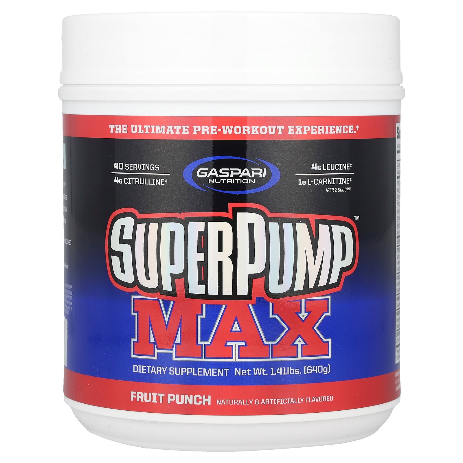 Gaspari Nutrition, SuperPump™ Max, Fruit Punch, 1.41 lbs (640 g)