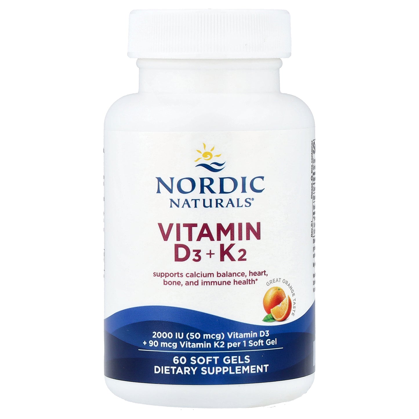 Nordic Naturals, Vitamin D3 + K2, Great Orange, 60 Soft Gels