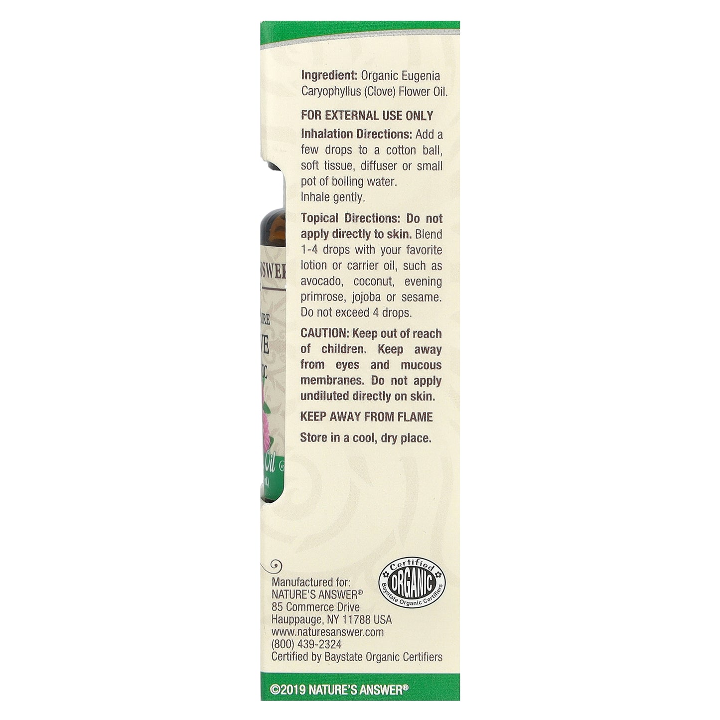 Nature's Answer, 100% Pure Organic Essential Oil, Clove, 0.5 fl oz (15 ml)