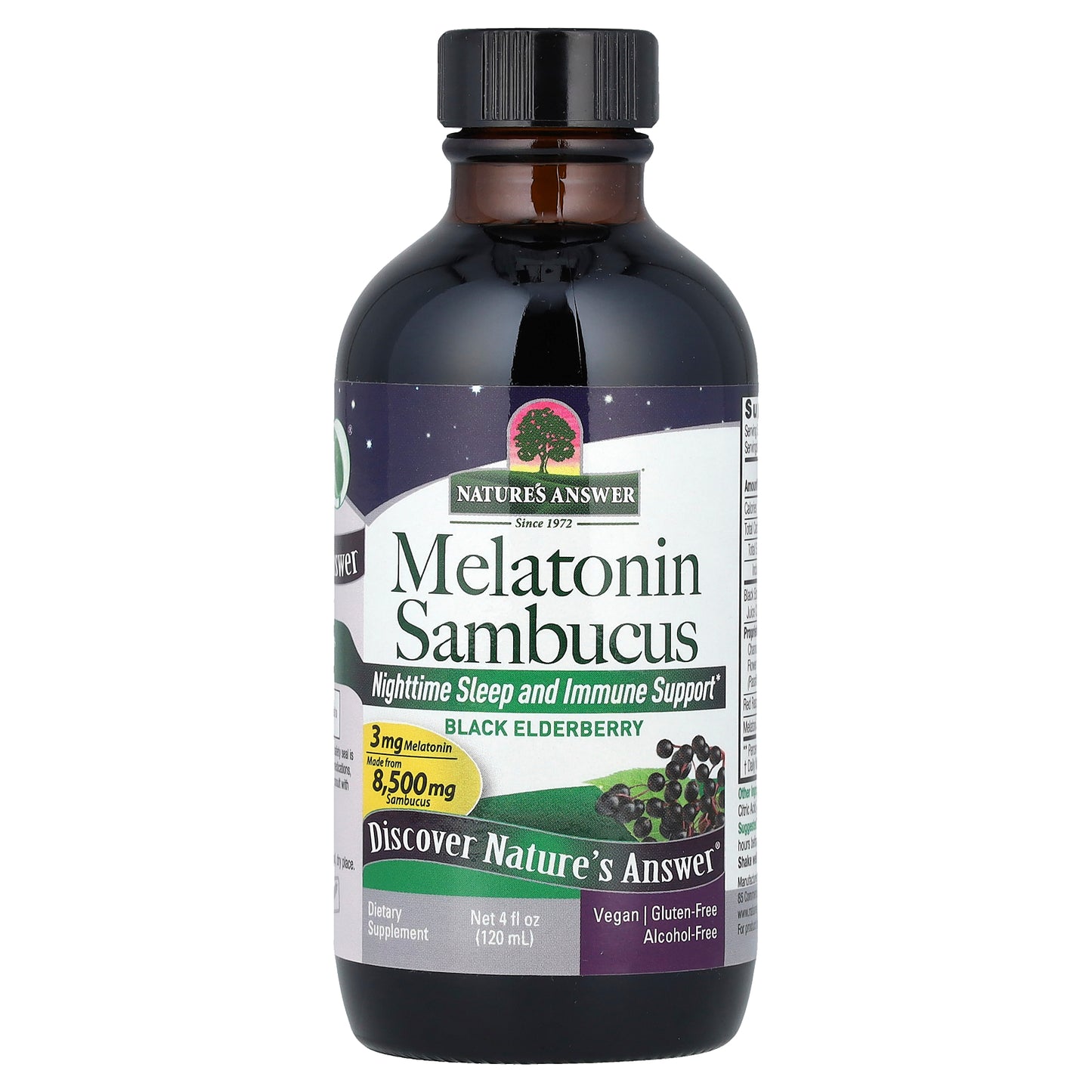 Nature's Answer, Melatonin + Sambucus, Alcohol-Free, 4 fl oz (120 ml)