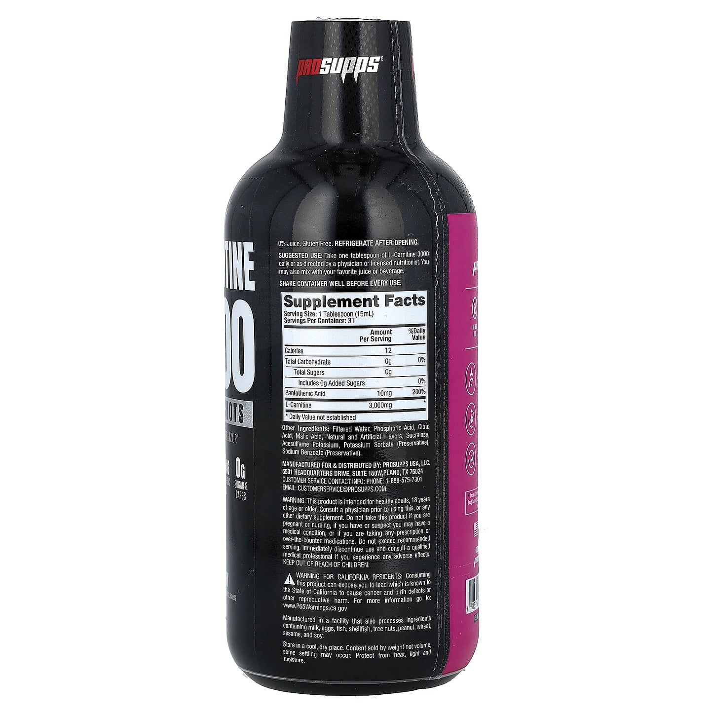 ProSupps, L-Carnitine 3000 Liquid Shots, Berry, 16 fl oz (473 ml)