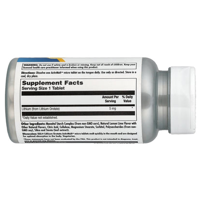 KAL, Lithium Orotate, Lemon Lime , 5 mg, 90 Micro Tablets