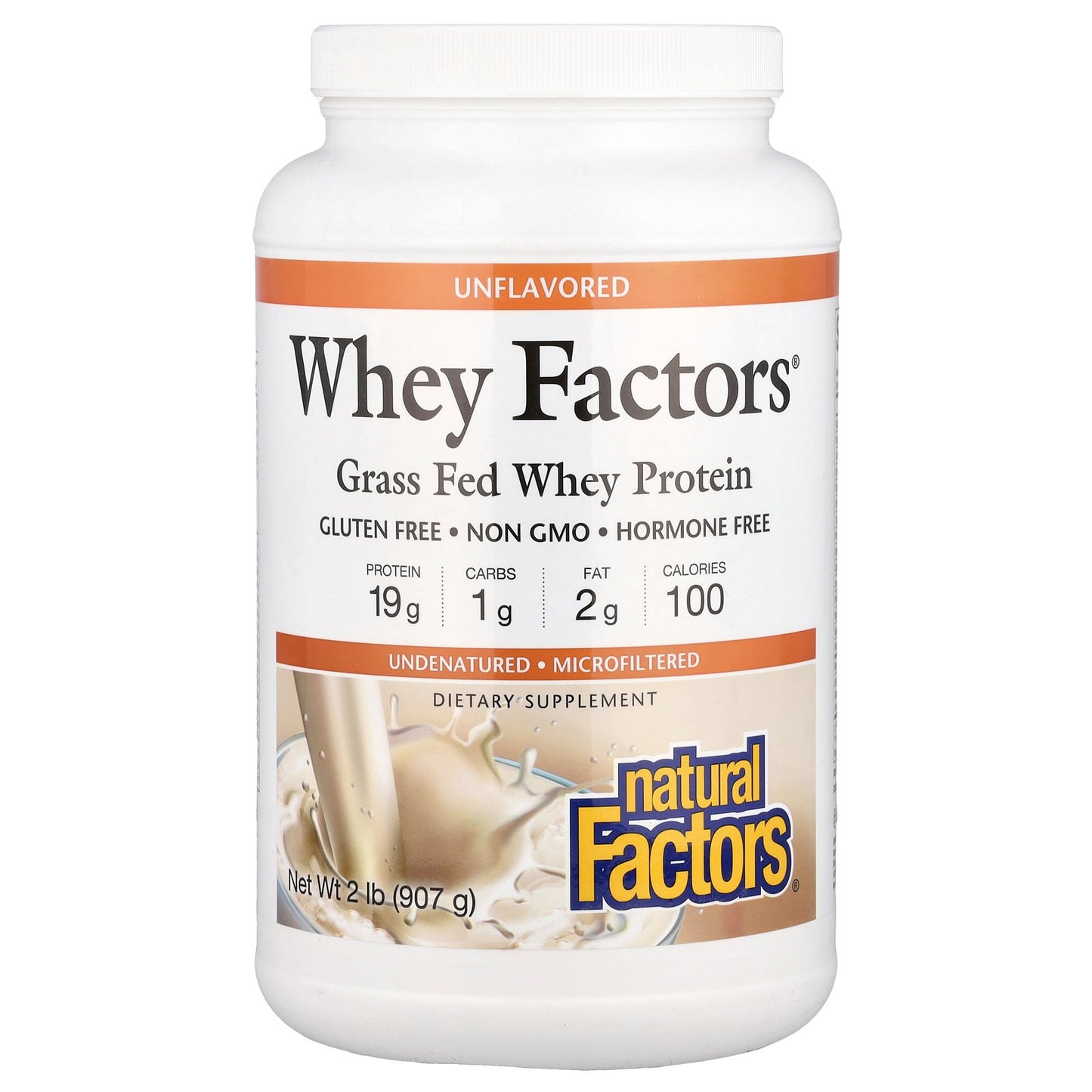 Natural Factors, Whey Factors®, Grass Fed Whey Protein, Unflavored, 2 lb (907 g)