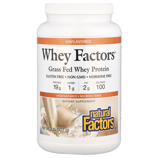 Natural Factors, Whey Factors®, Grass Fed Whey Protein, Unflavored, 2 lb (907 g)