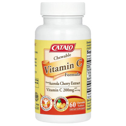 CATALO, Chewable Vitamin C, Orange & Pineapple, 200 mg, 60 Chewable Tablets (100 mg per Tablet)