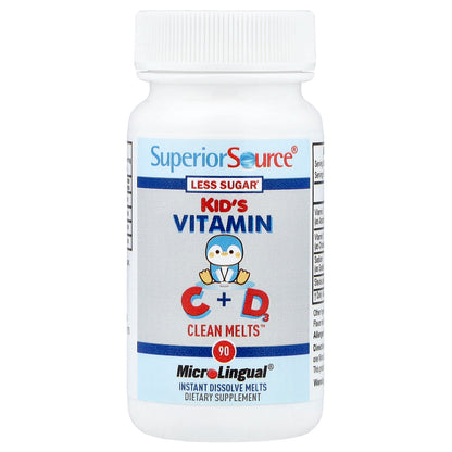 Superior Source, Kid's Vitamin C + D3 Clean Melts™, 90 Instant Dissolve Melts