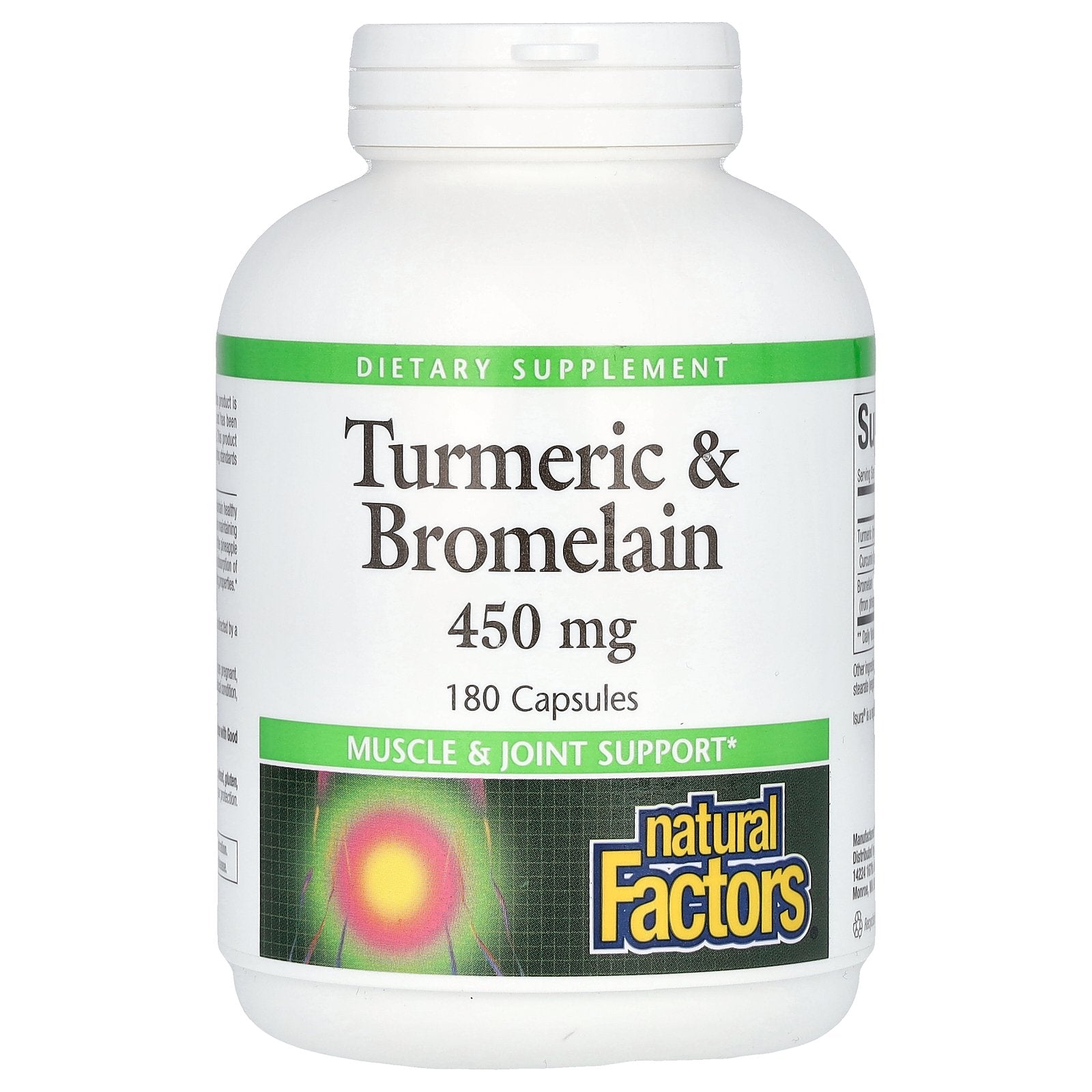 Natural Factors, Turmeric & Bromelain, 450 mg, 180 Capsules