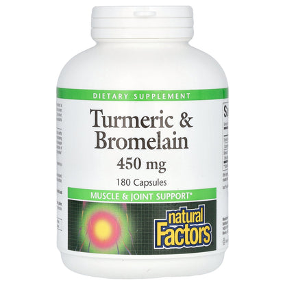 Natural Factors, Turmeric & Bromelain, 450 mg, 180 Capsules