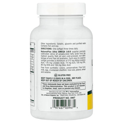 NaturesPlus, Ultra Omega 3/6/9, 60 Softgels