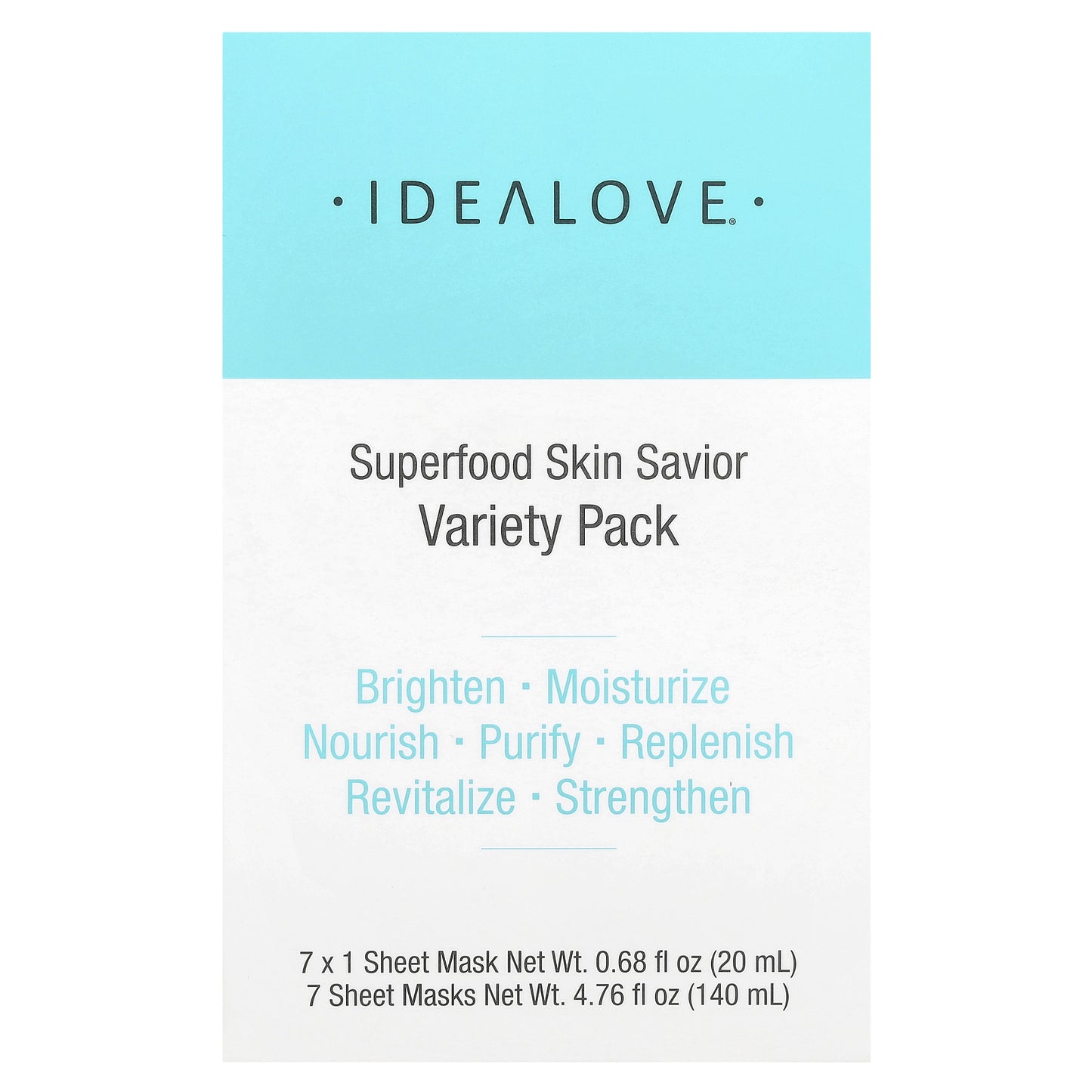 Idealove, Superfood Skin Savior Variety Pack, 7 Beauty Sheet Masks, 0.68 fl oz (20 ml) Each