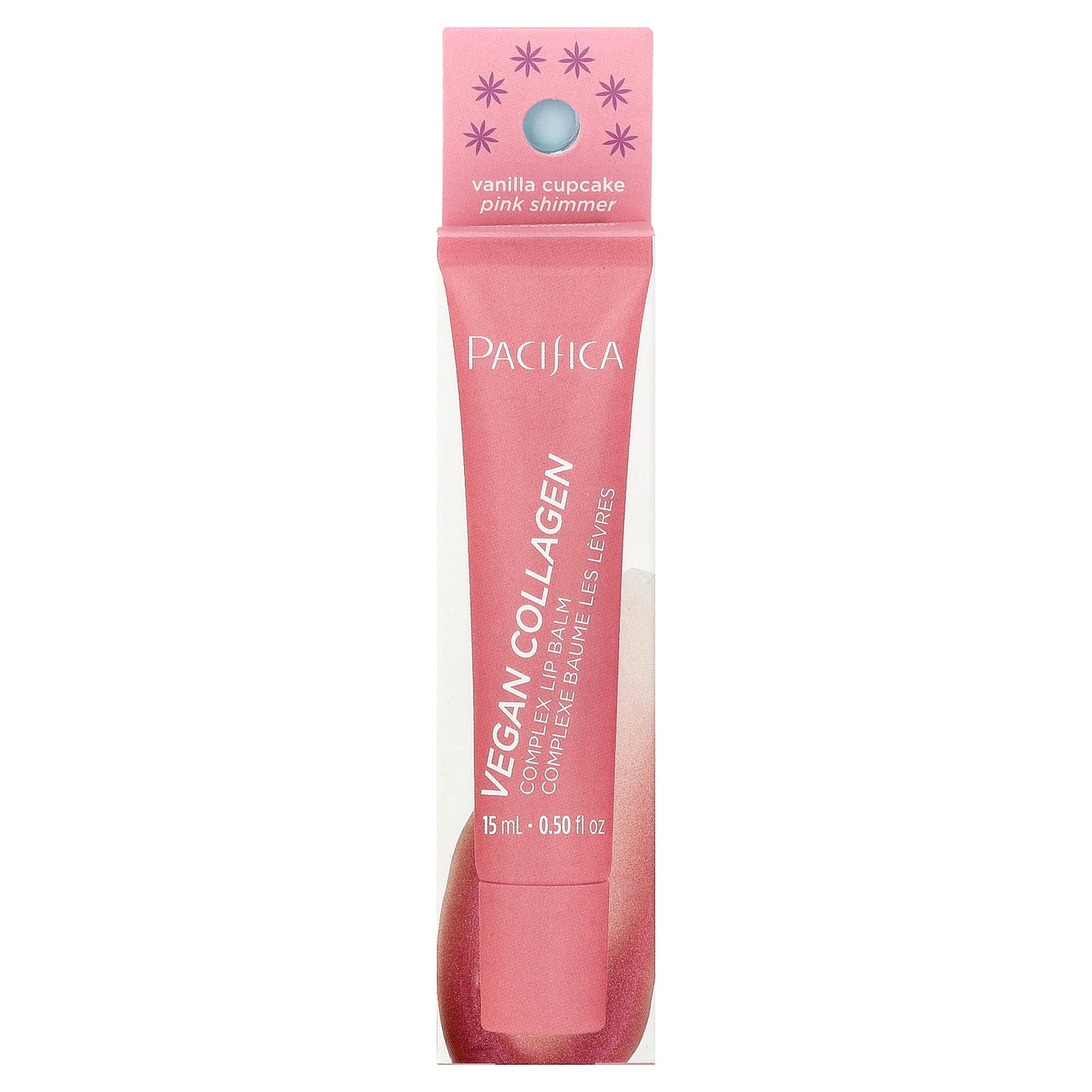 Pacifica, Vegan Collagen, Complex Lip Balm, Vanilla Cupcake Pink Shimmer, 0.5 fl oz (15 ml)