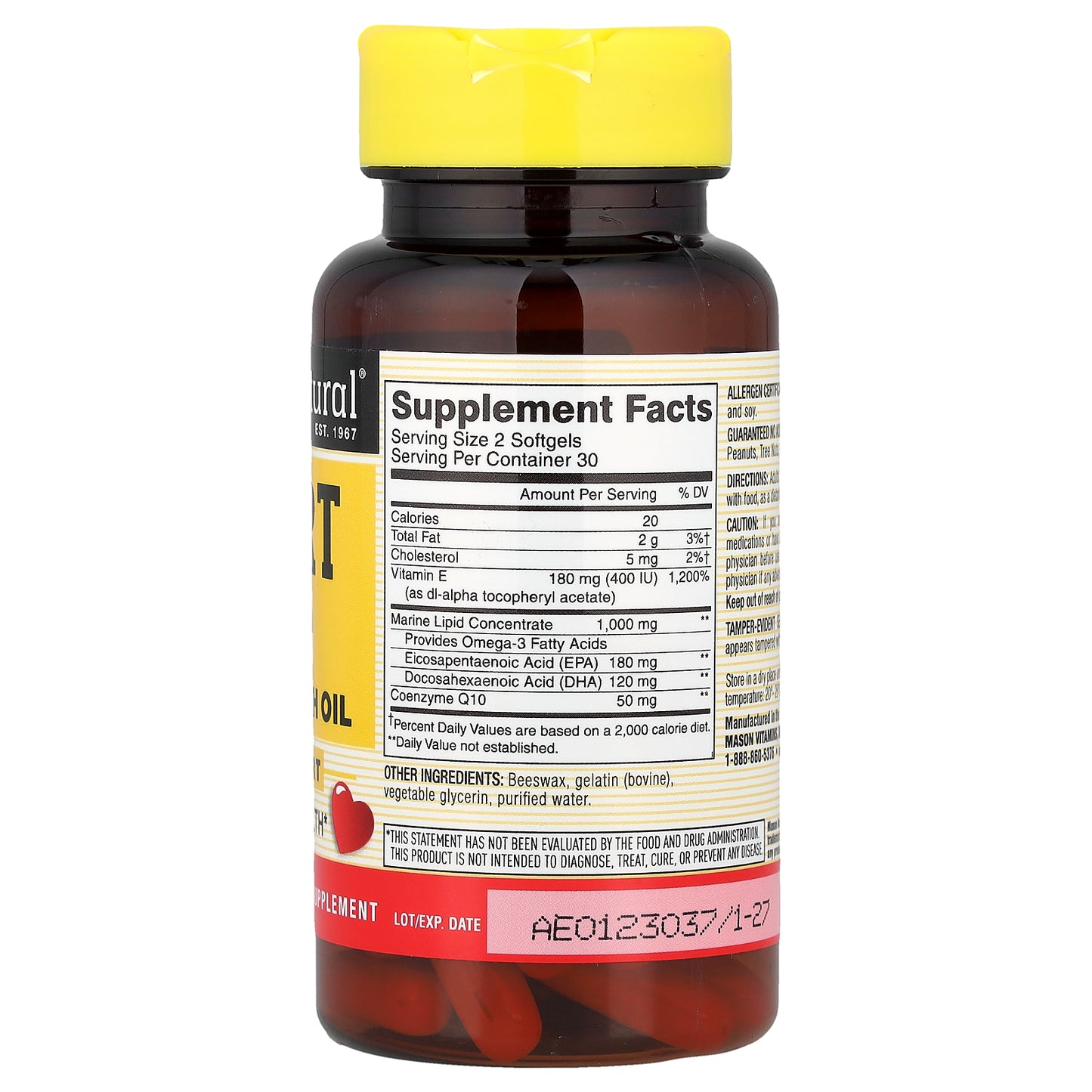 Mason Natural, Heart Trio, CoQ10, E & Fish Oil, 60 Softgels