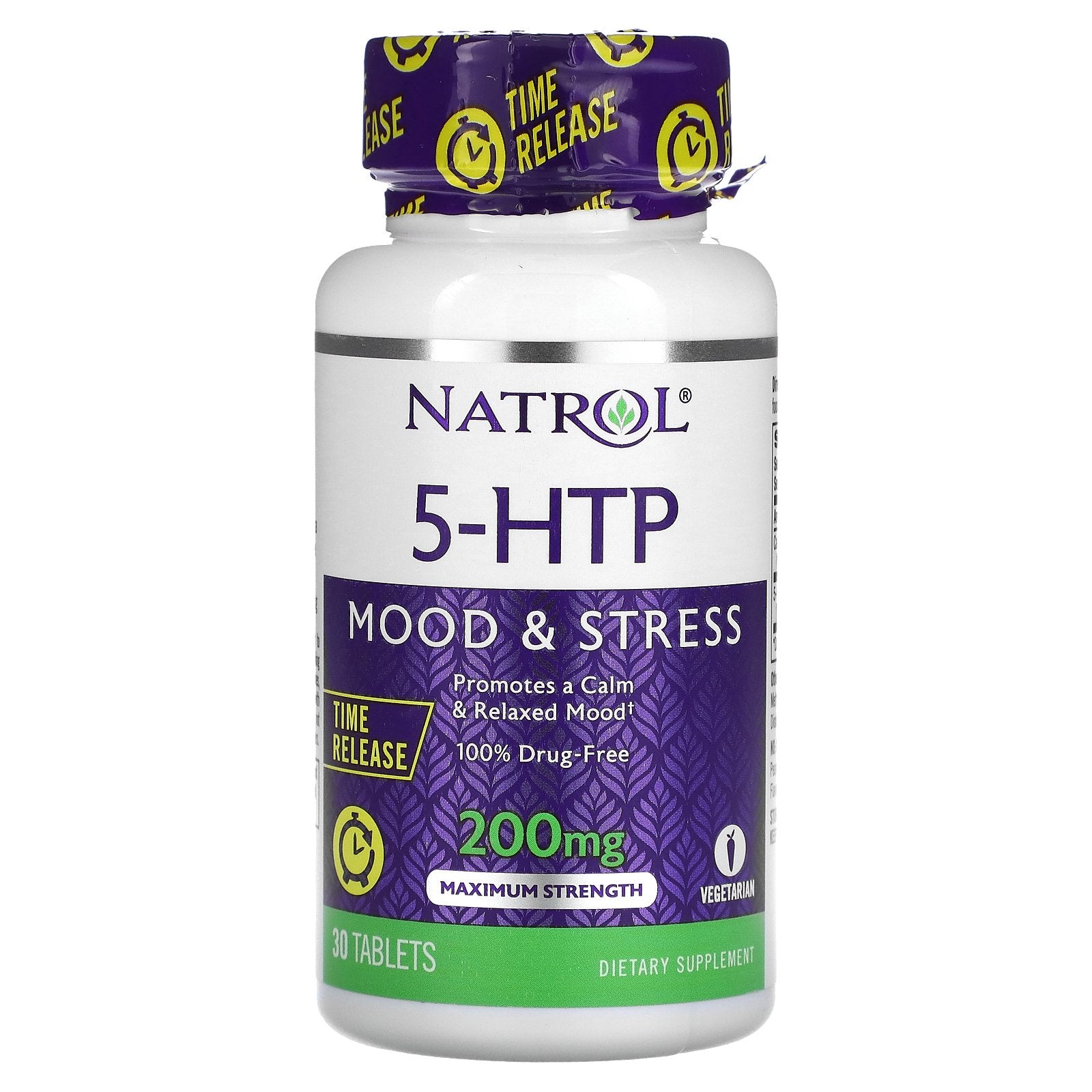 Natrol, 5-HTP, Time Release, Maximum Strength, 200 mg, 30 Tablets