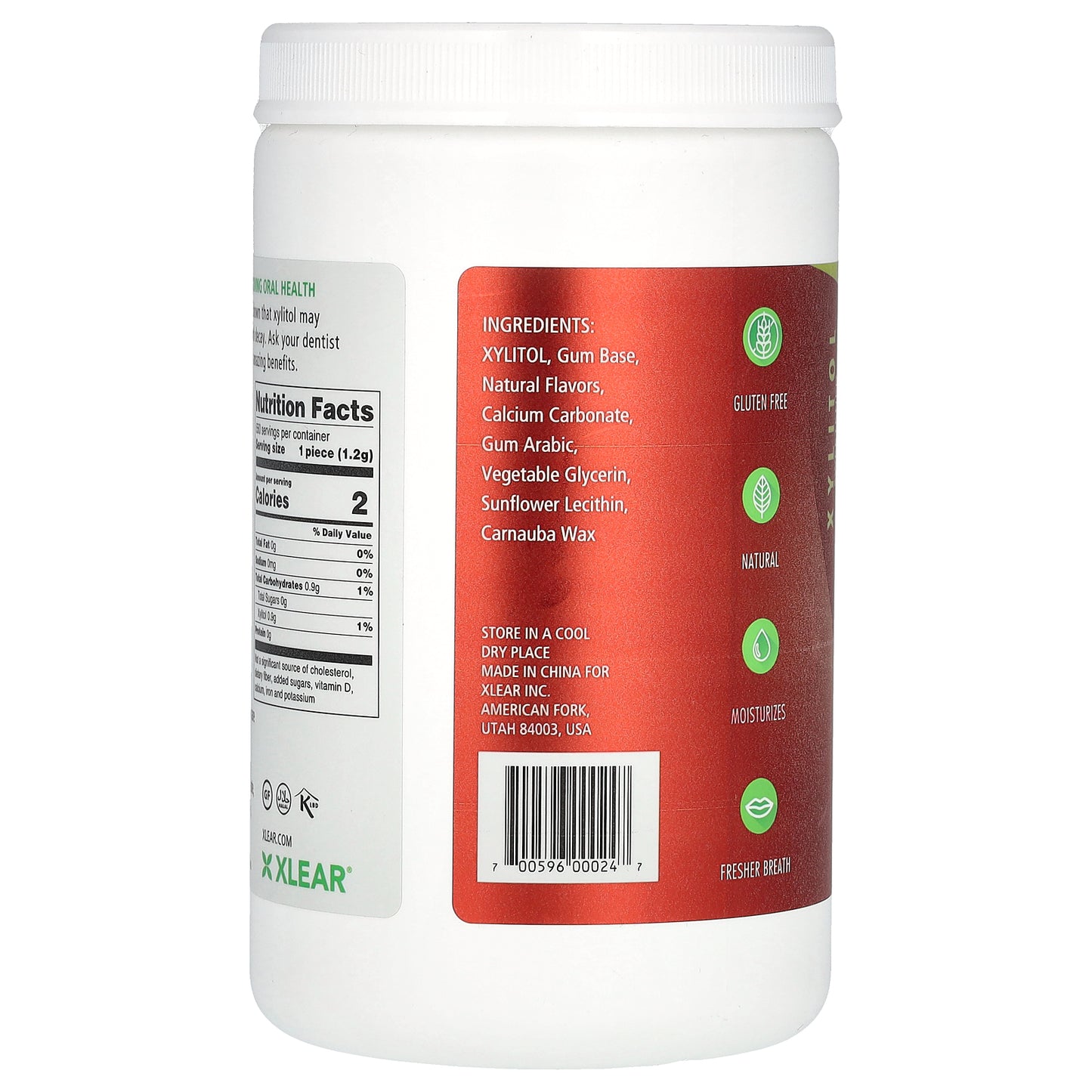 Xlear, Spry, Chewing Gum, Natural Cinnamon, Sugar Free, 550 Pieces