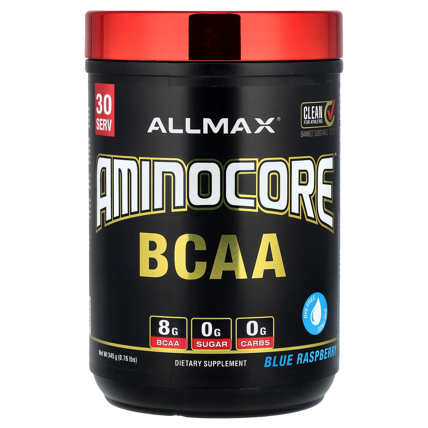 ALLMAX, AMINOCORE™ BCAA, Blue Raspberry, 0.76 lbs (345 g)