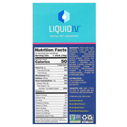 Liquid I.V., Hydration Multiplier, Electrolyte Drink Mix, Passion Fruit, 10 Stick Packs, 0.56 oz (16 g) Each