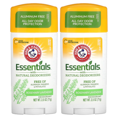 Arm & Hammer, Essentials with Natural Deodorizers, Deodorant, Rosemary Lavender, 2 Pack, 2.5 oz (71 g) Each