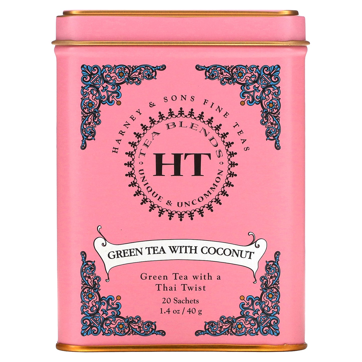 Harney & Sons, HT Tea Blend, Green Tea with Coconut, 20 Tea Sachets, 1.4 oz (40 g)